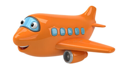 Playful Orange Cartoon Airplane for Children's Travel, Flight, and Aviation Themes