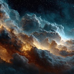 Obraz premium Cosmic clouds ablaze at night