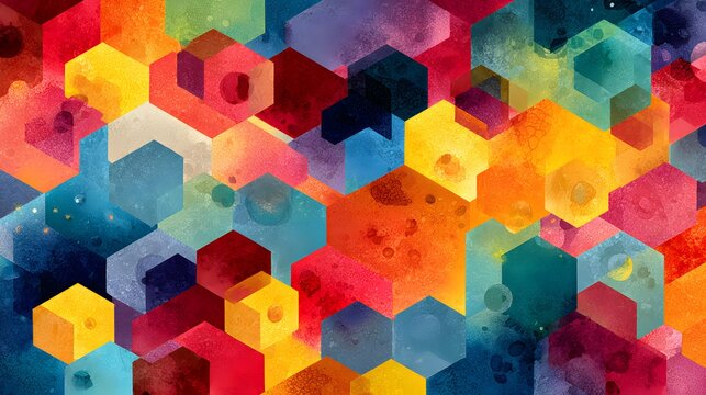 Vibrant geometric abstract pattern featuring hexagonal elements - Powered by Adobe