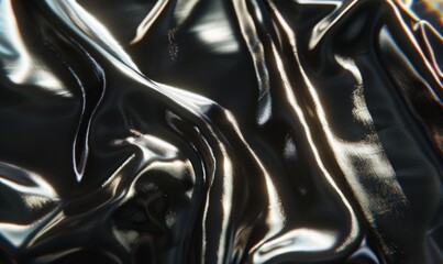 High gloss fabric texture with dynamic folds and reflective light patterns