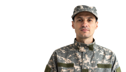 A portrait of a person in a military uniform. The individual is looking straight ahead with a serious expression.