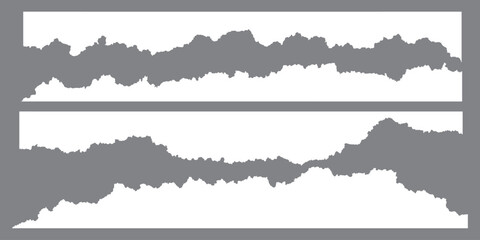 White realistic torn or ripped paper strip collection with grunge edges. Rips paper texture vector art background	