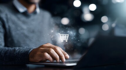 E commerce owner managing a holographic online store