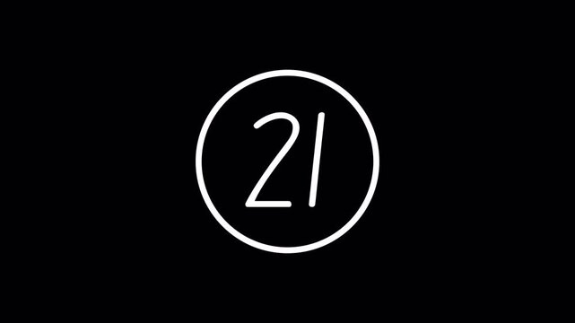 Number twenty-six in a thin white handwritten font inside a circle, a minimalist graphic icon on a solid black background for design elements.