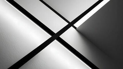 Obraz premium Minimalistic composition with black and white intersecting lines creating geometric shapes