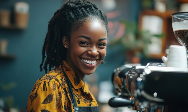 Inclusive image of a happy Black hijabi woman wearing a pink hijab in a business strategy meeting with multiethnic, racially diverse colleagues in a DEIB office, Generative AI