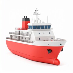 Obraz premium A vibrant red cruise ship set against a bright backdrop. It's designed for transporting passengers