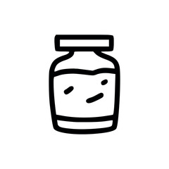 Illustration of a simple glass jar with a lid and contents inside, depicted in a minimalist style drawing