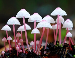 Fototapeta premium coral fungi growing in dense clusters on a forest floor.