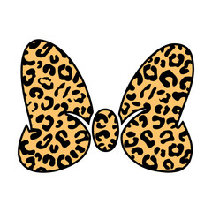 Leopard hair bow svg cut file. Isolated vector illustration.