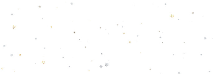 Beautiful image of gold and silver stars scattered on a white background. Perfect for festive designs.