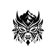 Obraz premium Serrated peak tribal mask silhouette