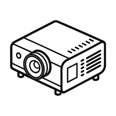 Modern digital projector icon with lens and ventilation grills in a clean outline style