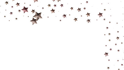 Beautiful image of rose gold stars scattered on a white background, perfect for backgrounds, cards, and more.