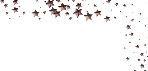 Elegant rose gold stars falling on white. Perfect for backgrounds, cards, and festive designs.