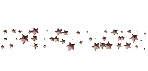 Elegant rose gold stars falling on white. Perfect for holiday, celebration, or magical designs.