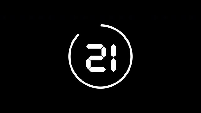 Minimalist digital number 26 in a white font inside a countdown timer circle. Modern, futuristic interface element on a black background.