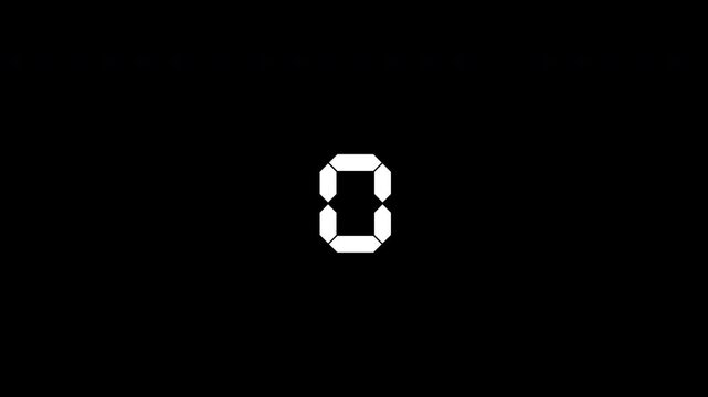 The number five displayed in a white, seven-segment digital font, isolated on a stark black background. Minimalist graphic for countdowns or time.