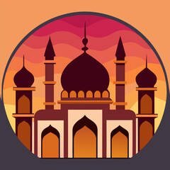 Modern abstract islamic mosque silhouette design with a clean minimalist aesthetic perfect for cultural or religious themes