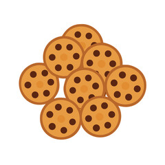 A pile of delicious chocolate chip cookies with a dark background