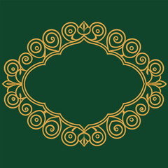 Elegant dark green background design featuring a rich ornate gold border perfect for invitations luxury branding and decorative elements