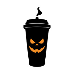 paper Halloween silhouette coffee cup vector 