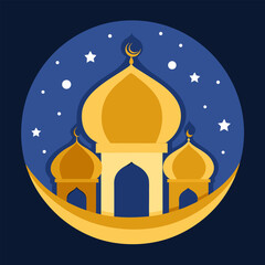 Elegant islamic background featuring a golden mosque silhouette against a rich decorative backdrop perfect for cultural and religious themes