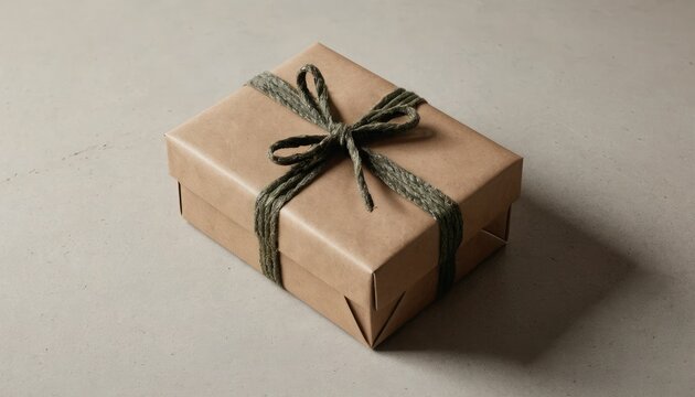 Brown Gift Box Tied with Twine present paper