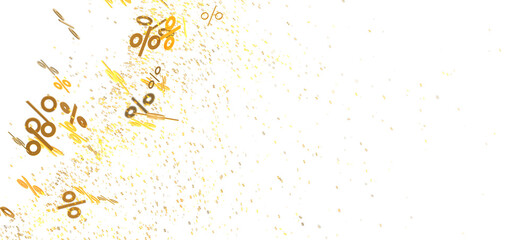 Abstract image of gold percentage symbols on white. Perfect for sale banners, discount promotions.