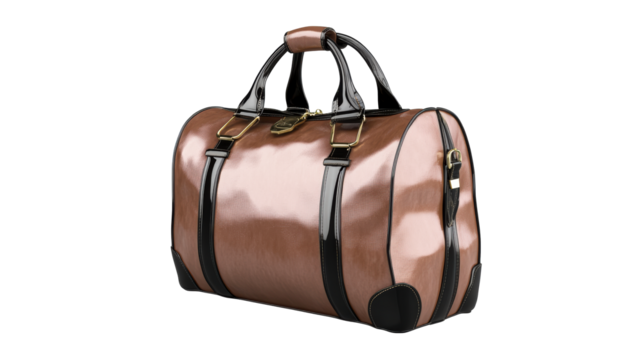 Stylish travel bag with sleek design and shiny finish