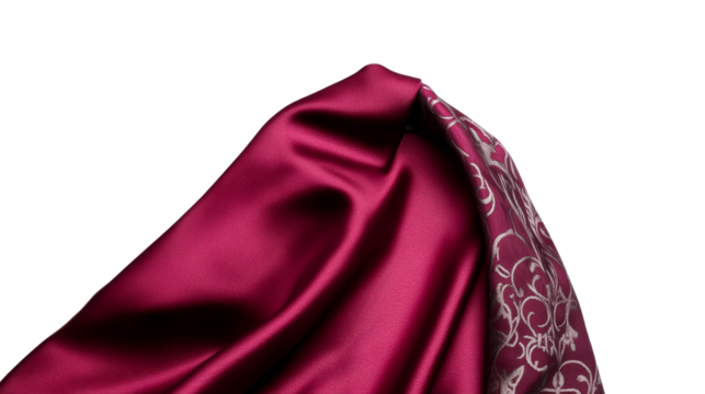 Soft silk fabric draping beautifully against a transparent background