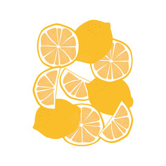 Bright lemon slice seamless pattern in modern flat design