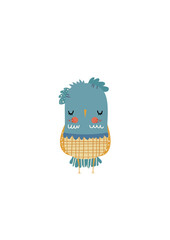 Cute Doodle colorful birds clip art