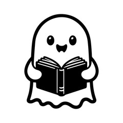 Halloween cute spooky holding book. vector design