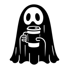 Ghost drinking coffee silhouette vector for T shirt 
