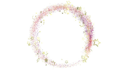 Sparkling golden stars circle frame. Perfect for festive designs, invitations, and celebrations.