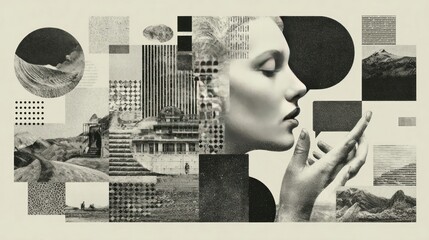 Modern collage hand holding smartphone concept sending message dialogue bubble communication interaction social media chat