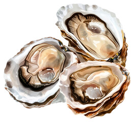 Naklejka premium PNG Realistic watercolor oyster illustration