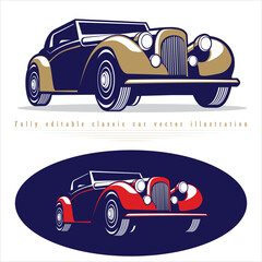 Fully editable classic car vector illustration