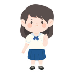 Illustration of School Girl Giving Thumbs Up