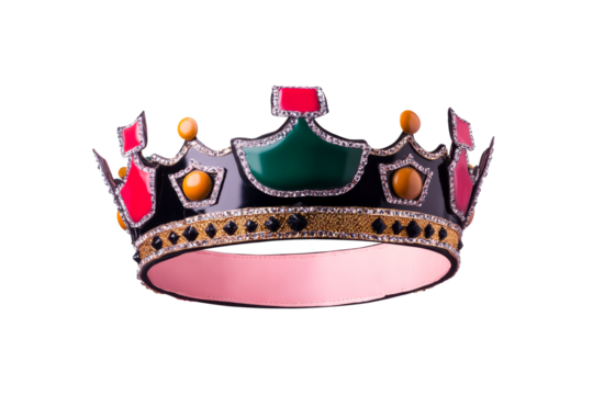 Colorful jeweled crown on a transparent backdrop