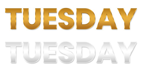 Happy tuesday Gold and Silver Text Style png file transparent background