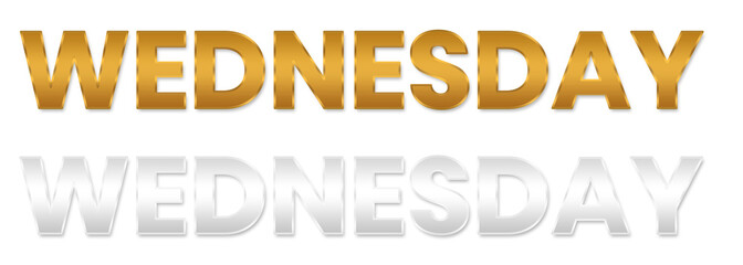 Happy wednesday Gold and Silver Text Style png file transparent background