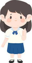 Illustration of School Girl Giving Thumbs Up