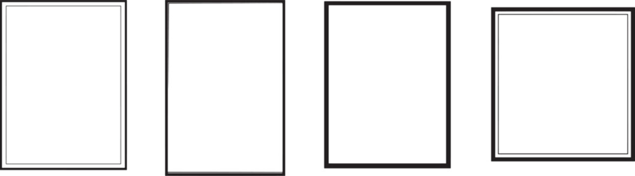 Basic black rectangular frame, simple clean vector outline, isolated on white background.