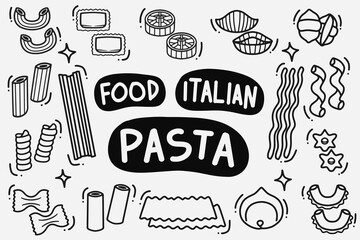 set of pasta doodle good for background, wallpaper, element design, icon, etc