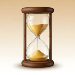 Vintage hourglass with flowing sand measuring time isolated on white background