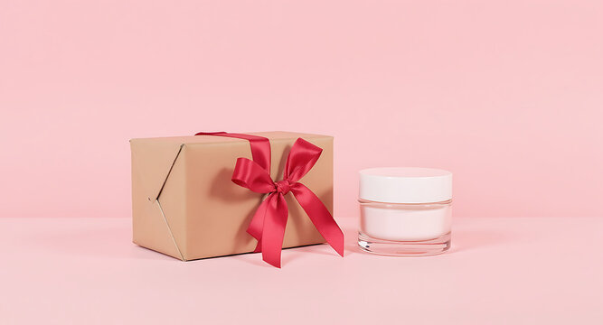 Modern gift concept with brown paper package and string for eco friendly wrapping