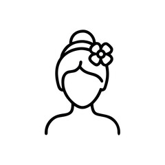 Obraz premium Beauty Salon Woman Silhouette Featuring Floral Bun Hair line Art Vector illustration