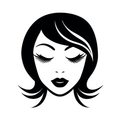 Chic Woman Face Silhouette with Bold Eyelashes Design silhouette Art Vector illustration